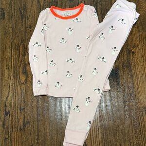 Girls crewcuts pajama pink snowman set glow in the dark size of 10